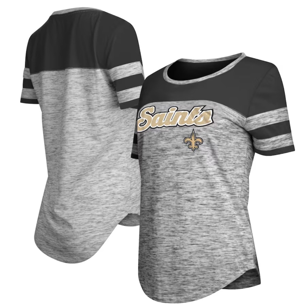 Women's New Era Black New Orleans Saints Glitter Gel T-Shirt Sz 2XL, NWT.